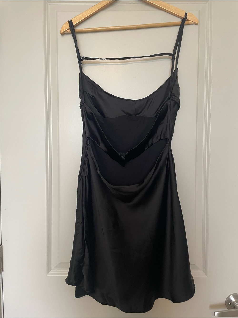 Zara Black Satin Slip Dress with Adjustable Straps - Picture 2 of 3